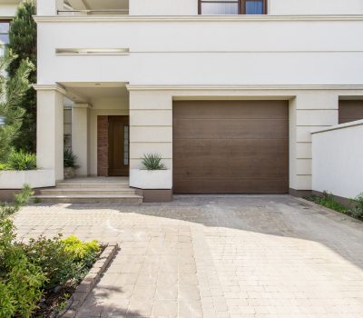 White modern house with garage